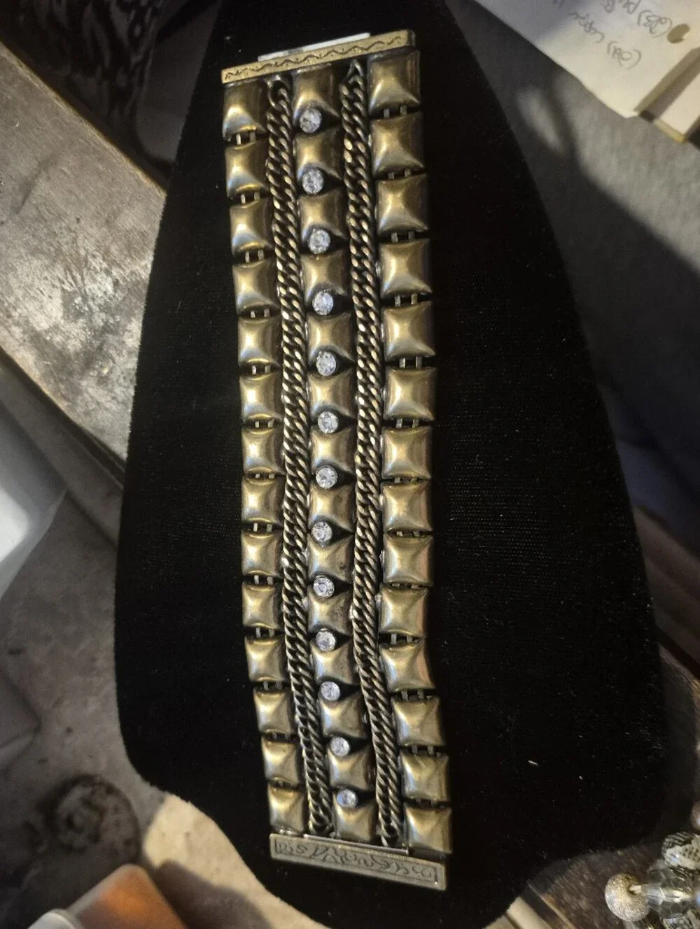 Gold-Tone Stud & Rope Detail Women's Bracelet - Elegant Gold Accent